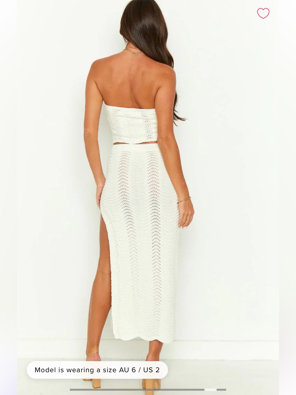 12th Tribe Nita Cream Knit Midi Skirt and Strapless Top Set - Picture 4 of 5